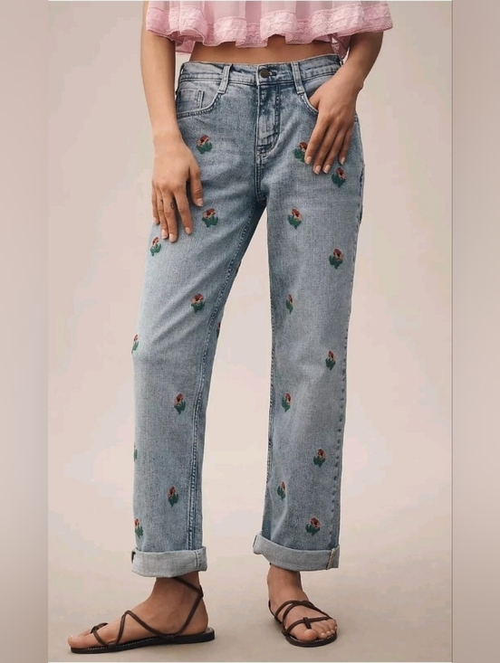 Pilcro Denim - Pilcro By Anthropologie Embroidered Jeans, Size 32 Tall, nwot
